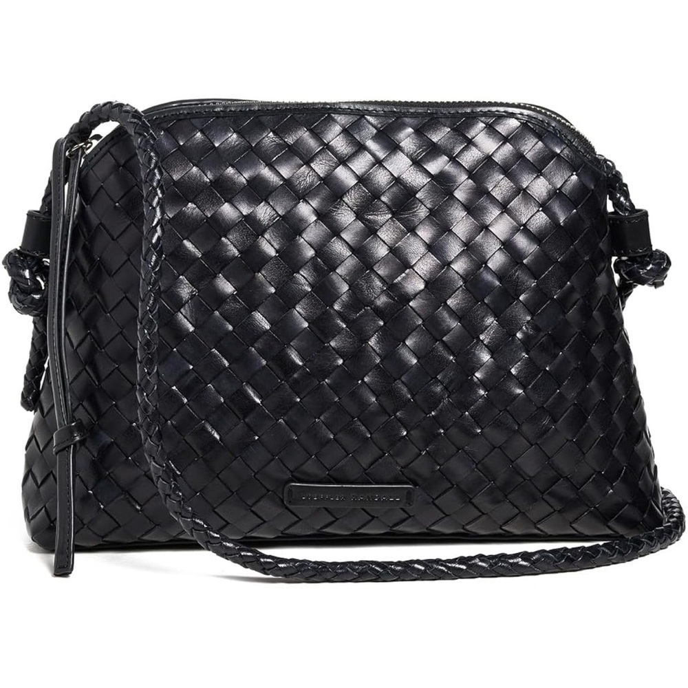 Loeffler Randall Mallory Black Woven Leather Crossbody Bag